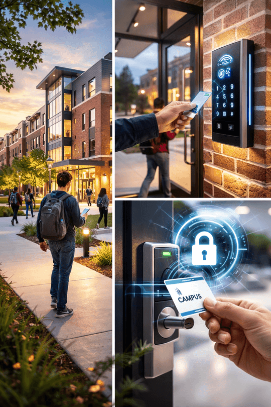 Technician installing smart access control at an apartment property